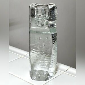 Kosta Boda Connect Candlestick Tealight Votive Clear Glass Single Holder 8.8 in